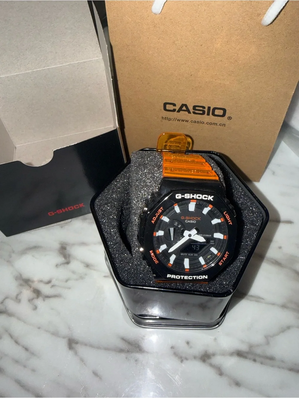 🖤🧡G-Shock Black Watch with Orange Strap🧡🖤